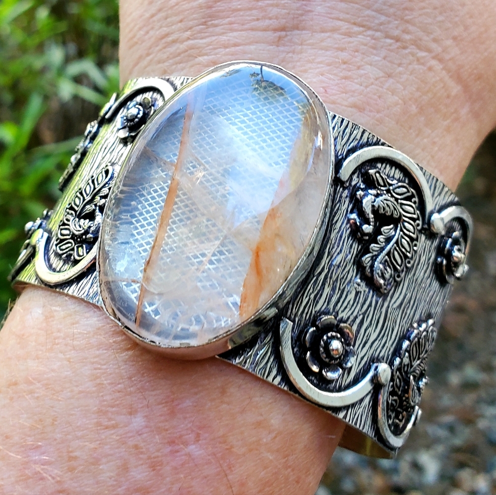New Lodolite 925 Silver Cuff Bracelet.